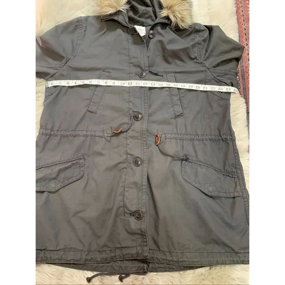 GAP Grey Fur Trim Parka Flint Grey XL